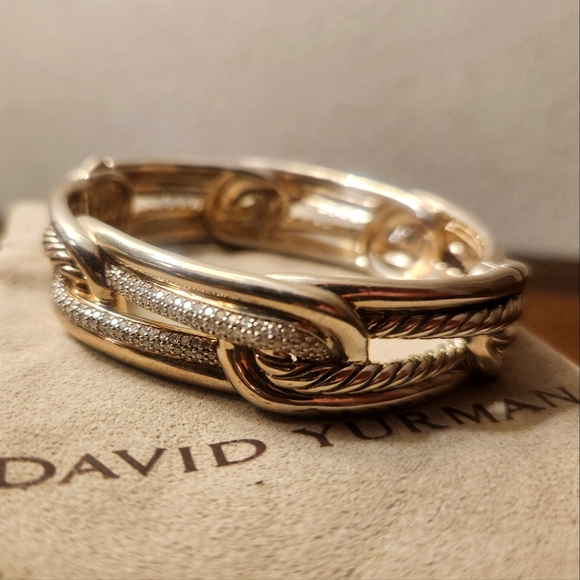 David Yurman | Diamond Labyrinth Link Bangle Bracelet - Size Medium - Picture 10 of 10